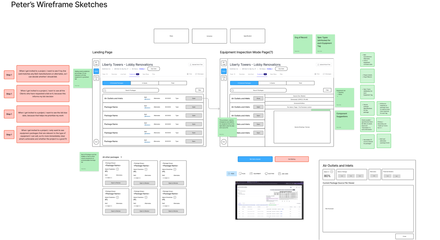 Workflow ideation wireframes